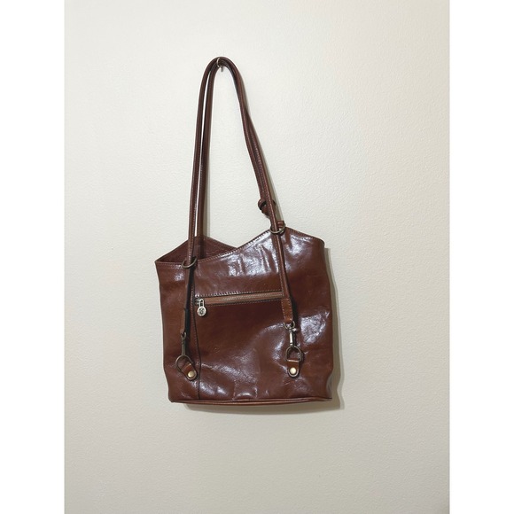 Italyleatherit Italian Made Leather Convertible Backpack Shoulder Bag - Picture 3 of 16